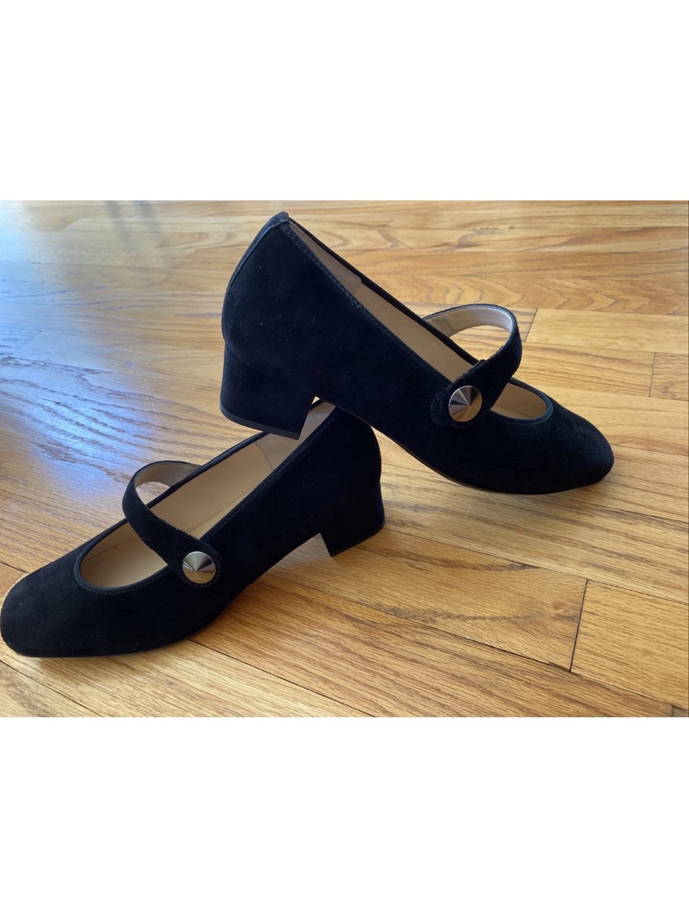 Classic Black Suede Mary Jane Block Heels HASSIA Evelyn J size 6